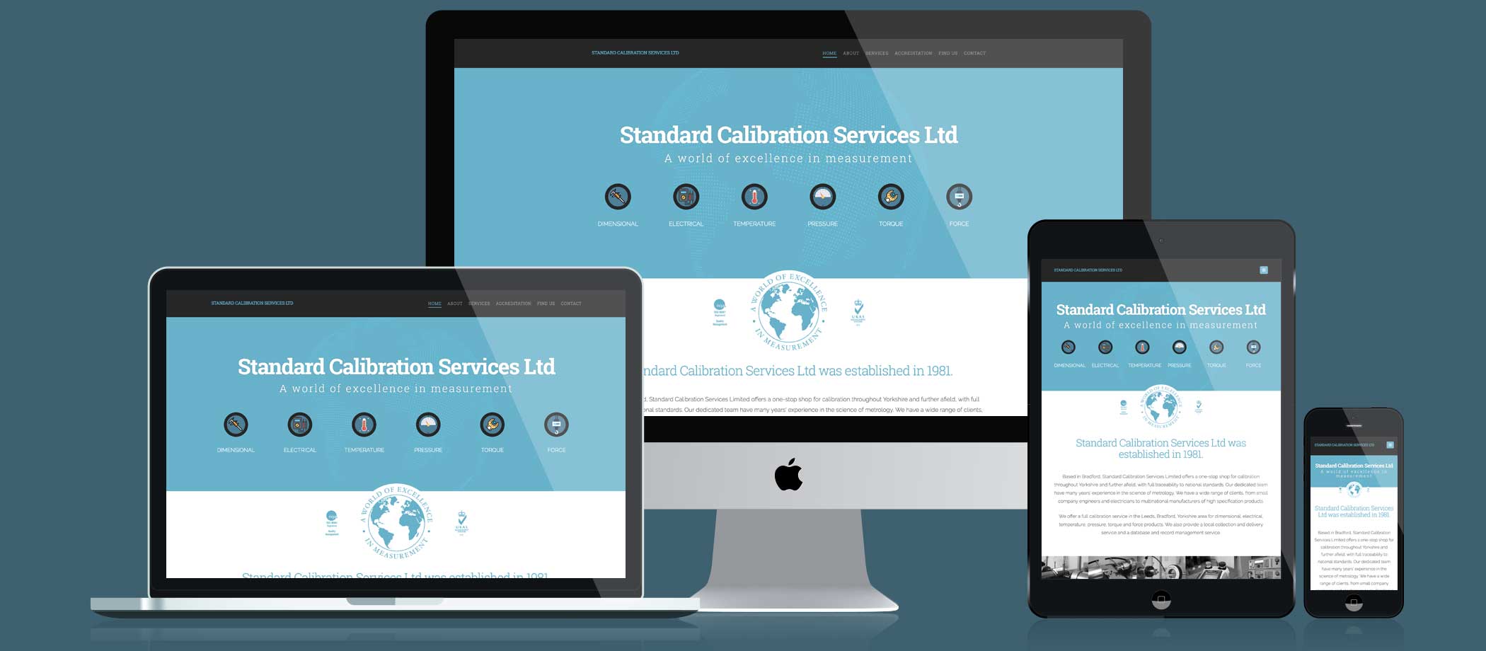 Standard Calibration Services website responsive displays